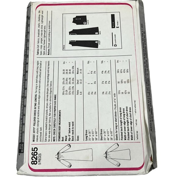 Simplicity 8265 Jiffy Sewing Pattern Miss Petite Size 6-8 Scoop Neck Loose-Fitti - Picture 2 of 2